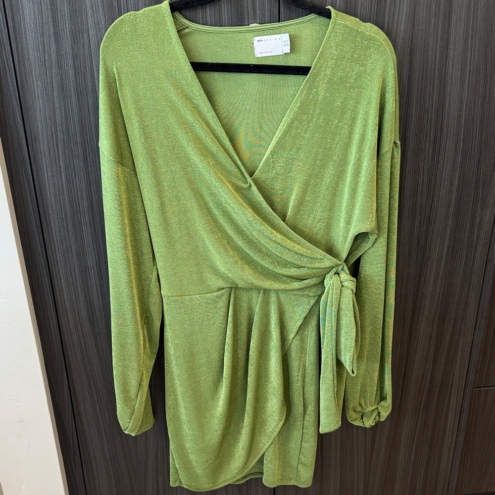 ASOS Green Wrap Midi Dress